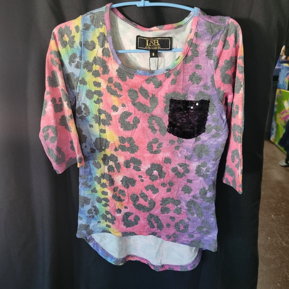 Kids small rainbow leopard high low top